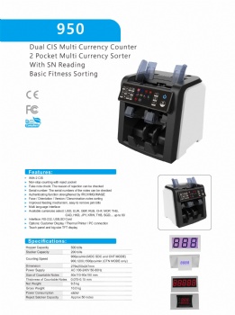 Multi Currency Automatic Bill Counting Machine Money Mix Value Note Cash Counting Machine Bill Counter 950