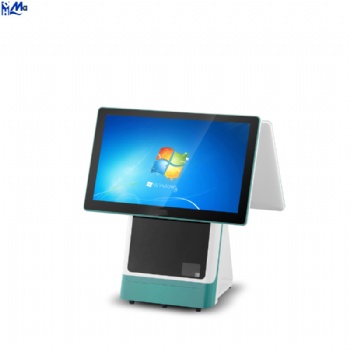 CM300 15 Inch Capacitive Touch Dual Screen Restaurant Cash Register Pos Terminal Machine Windows10 Supermarket Pos System