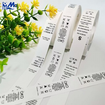 Discounted price custom Thermal transfer printing Garment Textile Nylon taffeta Wash care label 80*200m 3inch label