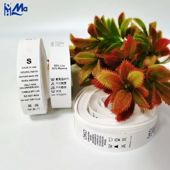 Custom printing Nylon Taffeta care label (Paper tape) roll for garment washing care label