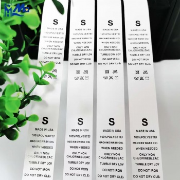 High Quality Labels Supplier Custom Print Instruction Nylon Fabric Clothing Wash Care Labels in Roll