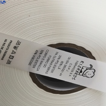 Custom Printed Polyester Satin Ribbon Tape Wash Care Label