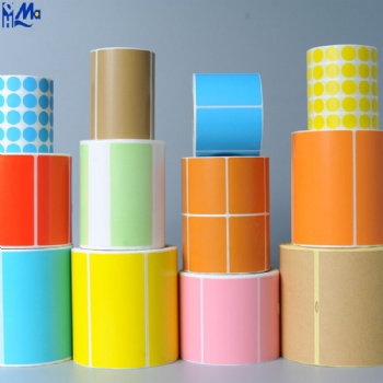 Self adhesive waterproof 2 inches colored circular thermal label roll customized 1 inch colored round thermal label sticker