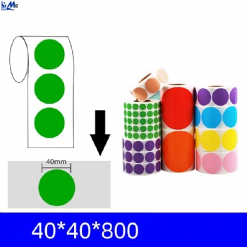 Color Round Direct Thermal Label Roll Self Adhesive Printable Thermal Paper