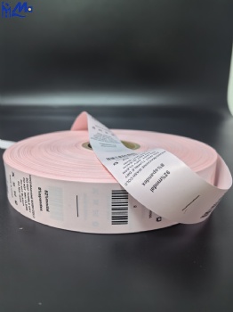 Custom Logo Printed Washing Care Label for T-Shirt Garment Satin Ribbon pink color