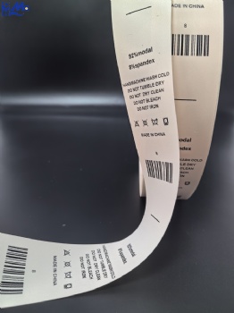 Printed Therml Transfer Yellow Color Nylon Satin Wash Caer Label for Clothes Apparel