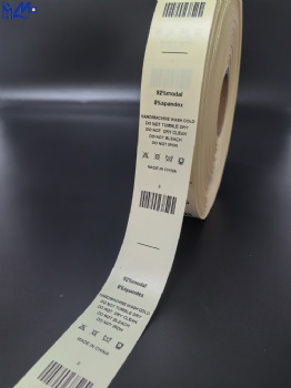 Printed Therml Transfer Yellow Color Nylon Satin Wash Caer Label for Clothes Apparel