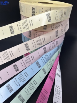 Printed Therml Transfer Yellow Color Nylon Satin Wash Caer Label for Clothes Apparel
